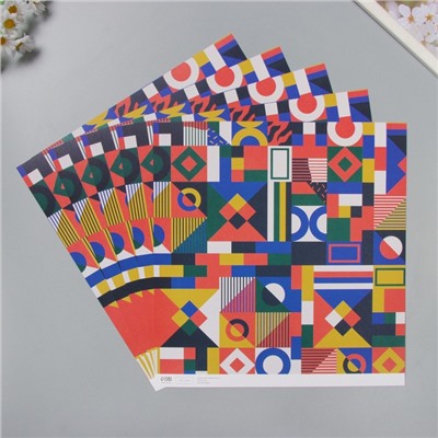 Бумага для скрапбукинга Color geometry, плотность 180 г, набор 5 шт., 30.5×32 см
