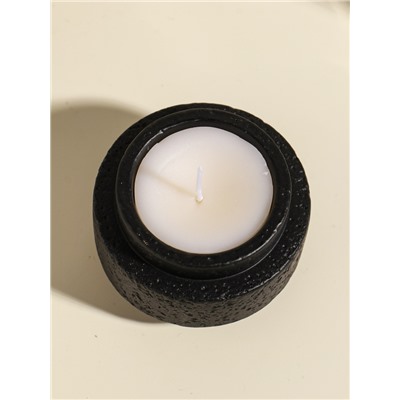 Свеча в подсвечнике вулканическом «Цилиндры», чёрная, 8.1×8.1×5.4 см