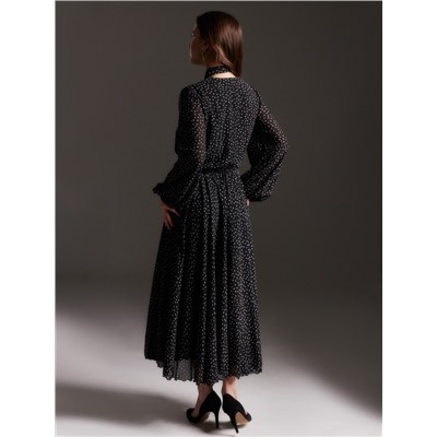 Платье с поясом миди женское MIST, размер 42, чёрное