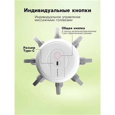 Массажер для головы LEM-32, электрический, мурашка, вибрационный, АКБ, белый