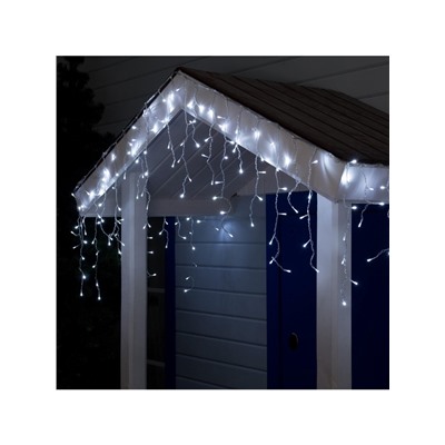 Гирлянда «Бахрома» 3×0.6 м, IP44, УМС, прозрачная нить, 160 LED, свечение белое, мерцание белым, 220 В