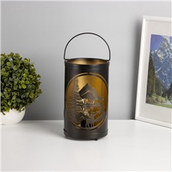 Фигурка светящаяся RISALUX «Закат в лесу», LED-ночник, 3×ААА, чёрный, 12×12×20.5 см