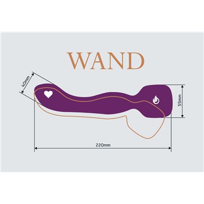 Фиолетовый двусторонний вибромассажер Heating Wand с нагревом - 22 см.