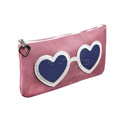 Пенал-косметичка "Очки-сердечки-3" аппликация, кожзам цвета микс