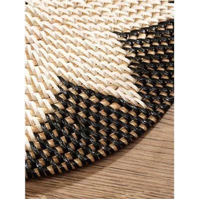 Салфетка сервировочная плетёная круглая, 30×30×0.5 см, ротанг, чёрно-белая