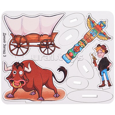 Игровой набор "Дикий запад" (дерево) крафтовая коробка