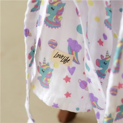 Халат детский муслиновый LoveLife «Единороги» (3 года, рост 98-104 см) 100% хлопок, 235 г/м²