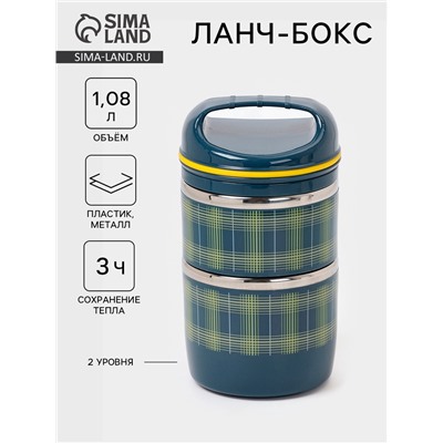 Ланч бокс TAKE IT EASY «Аланхе», 1.08 л, 2 уровня, нержавеющая сталь, синий