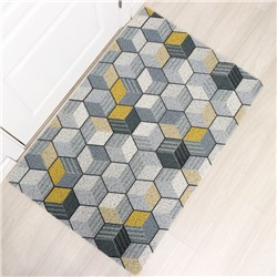 Коврик придверный Доляна «Мозаика», грязезащитный, вырезной, 78×118 см, серый, жёлтый