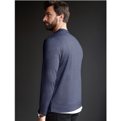 Джемпер хенли из полотна пике с меланжевым плетением с эластаном