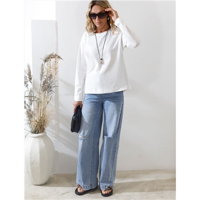 Базовый лонгслив из премиального хлопка с эластаном