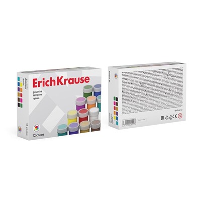 Гуашь 12 цветов × 17 мл, ErichKrause, в картонной упаковке