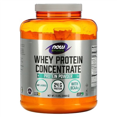Now Foods, Sports, концентрат сывороточного протеина в порошке, без добавок, 2268 г (5 фунтов)