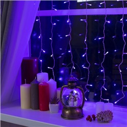 УЦЕНКА Гирлянда «Занавес», 2×1.5 м, IP20, 360 LED, 220 В, 8 режимов, прозрачная нить, свечение фиолетовое