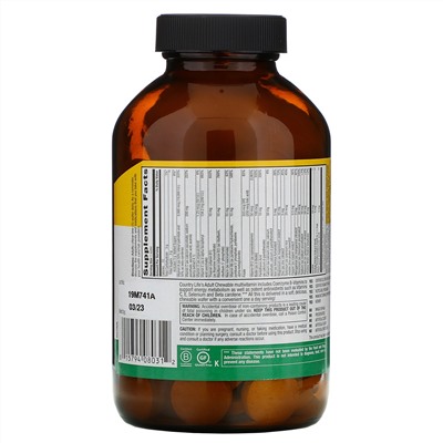 Country Life, Chewable Adult Multi, Pineapple-Orange, 120 Wafers