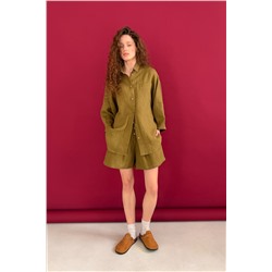 Костюм лён  SET019/28/Оливковый