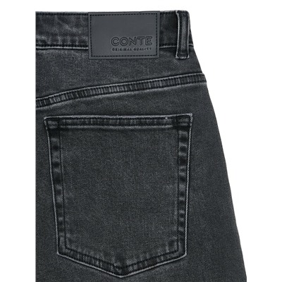 Актуальная коллекция CONTE CON-799 Чёрные джинсы straight ULTRA-LONG с эффектом потёртостей