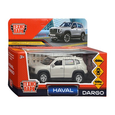 Машина металл Haval Dargo 12 см, (отк. дв, багаж, серебристый) инерц., в коробке