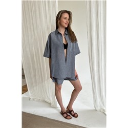 Костюм женский  SET084/01/Серо-голубой, белый