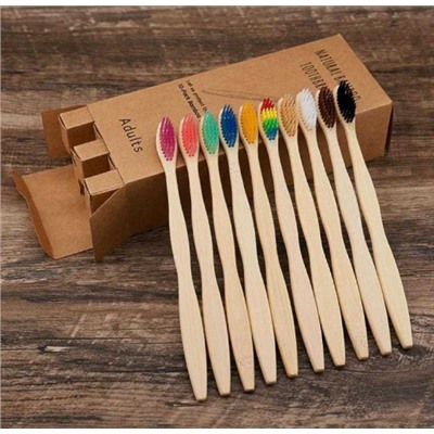 Набор зубных щеток из бамбука Bamboo АССОРТИ (10 шт.)