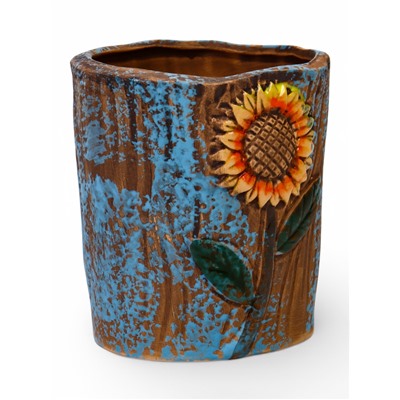 Декоративный горшок для цветов «Подсолнух», 9×9×10 см, керамический, Greengo