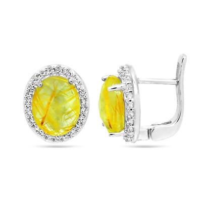 Серьги из серебра рутиловый кварц золотой, Вираж