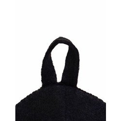 Шапка для бани и сауны, полиэфир 70%, шерсть 30%, с прямым низом, чёрная