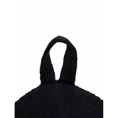 Шапка для бани и сауны, полиэфир 70%, шерсть 30%, с прямым низом, чёрная