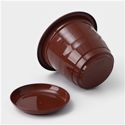 Горшок для цветов с поддоном Доляна «Арена», 2 л, пластиковый, цвет коричневый