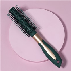 Брашинг, прорезиненная ручка, d=2/4×23(±1) см, цвет зелёный, золотистый