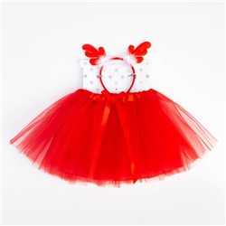 Набор для фотосессии KAFTAN «Рождественский оленёнок»: юбка и ободок, красный, рост 86-104 см