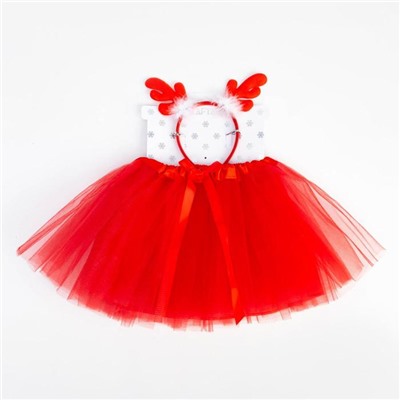 Набор для фотосессии KAFTAN «Рождественский оленёнок»: юбка и ободок, красный, рост 86-104 см