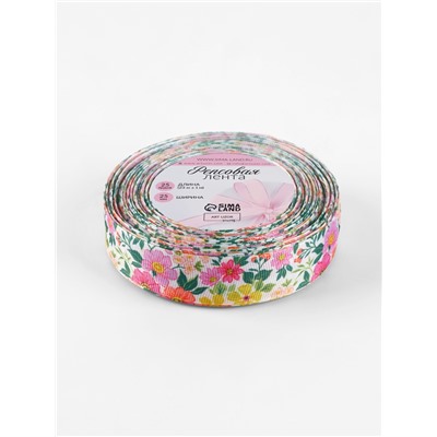 Лента репсовая «Сад цветов», 25 мм, 23±1 м, разноцветная