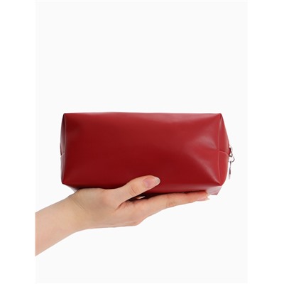 Косметичка женская ONE COLOR, на молнии, экокожа, бордовая