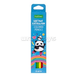Карандаши цветные 6цв. ECO "Плюшевые панды" заточен. в карт. коробке с европодвесом