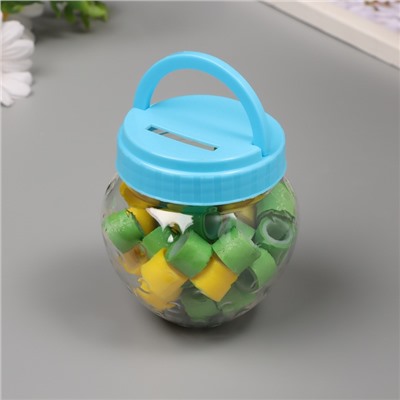 Клейкая лента пластик в банке «Зелёный и жёлтый», набор 40 шт., 1.2 см, дл. 0.9 м, 7×7×9 см