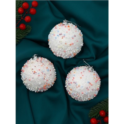Ёлочные игрушки «Абель», шары новогодние, d=8 см, 3 шт., колор
