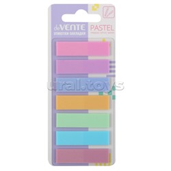 Набор самоклеящихся этикеток-закладок "Pastel" пластиковые полупрозрачные, искрящиеся 44x12 мм, 7x20 листов, 7 цветов