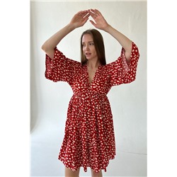 Платье женское  FLOWER030/08/Красный, белый