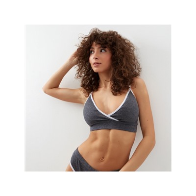 Комплект нижнего белья женский (топ, трусы) Collorista, тёмно-серый, размер 42-44