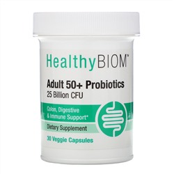 HealthyBiom, Пробиотики для людей старше 50 лет, 25 млрд КОЕ, 30 растительных капсул