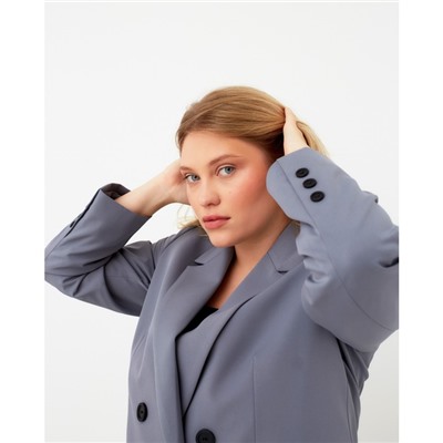 Пиджак женский двубортный MIST plus-size, размер 52, серо-голубой