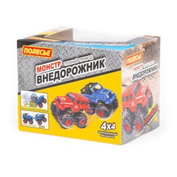 Полесье "Монстр ВНЕДОРОЖНИК" - "Грузовик", автомобиль инерционный (красный) (в коробке)