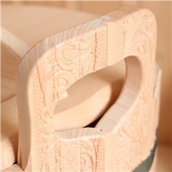 Запарник - ведро для бани и сауны «Русский узоры», 12 л, липа, пластиковая вставка, с крышкой