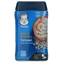 Gerber, Монозерновая овсяная каша с ДГК и пробиотиками, 227 г (8 унций)