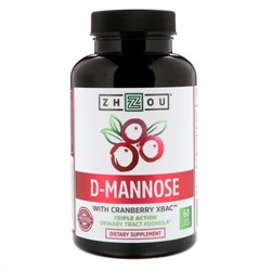 Zhou Nutrition, D-манноза с клюквой XBAC, 60 растительных капсул