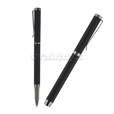 Ручка "Venezia Pragmatico" в картотнном тубусе, 1,0 мм, синяя (корпус черный, футляр черный)