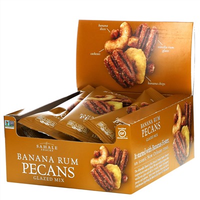 Sahale Snacks, Глазированная смесь, банан, ром, пекан, 9 пакетиков, 42,5 г (1,5 унции) каждый
