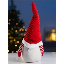 Фигура текстиль «Гном романтик в красном» 40 см, 1 LED, от батареек LR1130×3, свечение тёплое белое