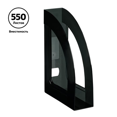 Лоток для бумаг вертикальный  70 мм Респект тонированный черный ЛТВ-30858 Стамм